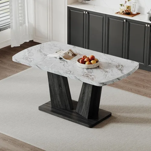 Vista 12 de Mesas redondas de 42 pulgadas, modernas mesas de comedor redondas con mesa de madera y patas de acero inoxidable, mesa circular tapizada para Marrón