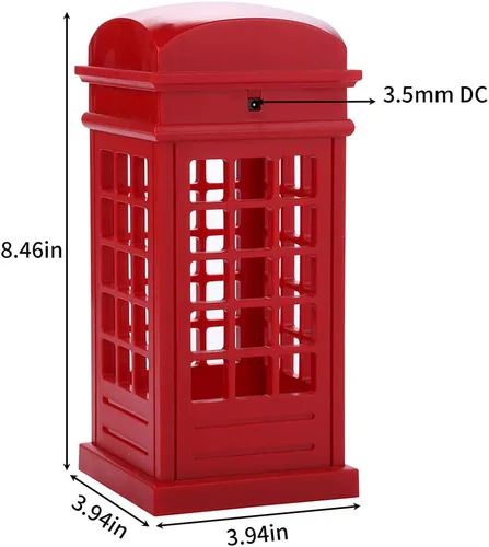 Vista 4 de Lámpara con diseño de cabina telefónica clásica de Londres con cargador USB y sensor táctil para la mesa de noche con brillo ajustable