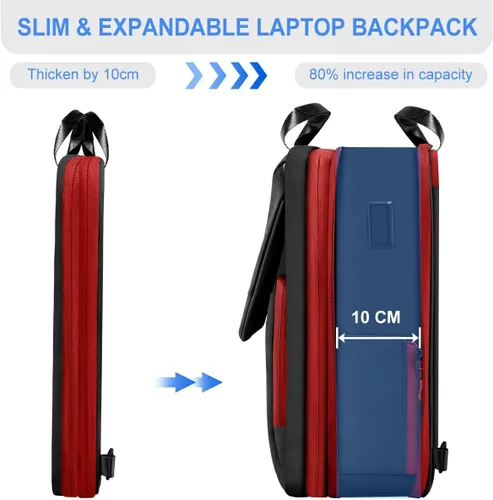 Vista 2 de ZINZ Mochila delgada y expandible para laptop de 15.6, 16, 17 pulgadas, mochila de viaje de negocios, resistente al agua, para hombres y mujeres