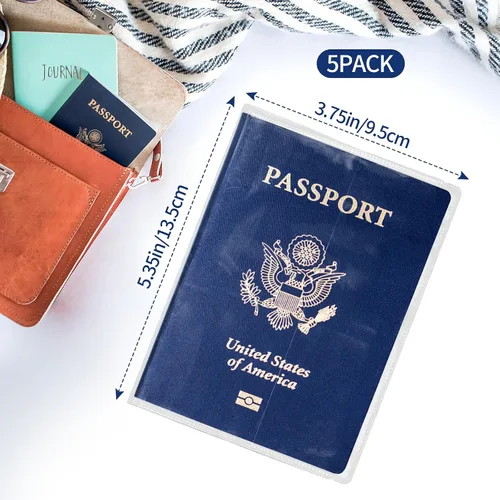 Vista 2 de Protector transparente para pasaporte, cubierta de plástico impermeable para pasaporte, protector de identificación de vinilo para documentos