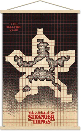 Vista 16 de Trends International Netflix Stranger Things: Season 4 - Póster de pared con mapa de Hellfire Club, 14.725 x 22.375 pulgadas, versión enmarcada