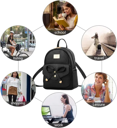 Vista 6 de Bonita mochila de piel con lazo para mujer