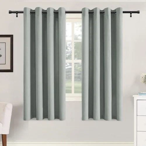 Vista 11 de H.VERSAILTEX Cortinas de cocina texturizadas de lino natural con ojales de 45 pulgadas de largo, lino sintético grueso para oscurecer la habitación