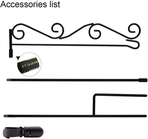 Vista 8 de HOOSUN Soporte para bandera de jardín, soporte para asta de bandera de jardín, metal negro, pintura a prueba de intemperie, 37.8 pulgadas de alto x