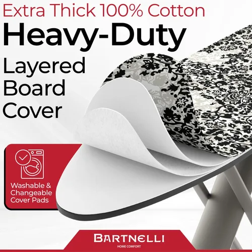 Vista 2 de Bartnelli Tabla de planchar Pro Luxury – Superficie de planchado extra ancha de 51 x 19 pulgadas, construcción de aluminio ultra premium, incluye