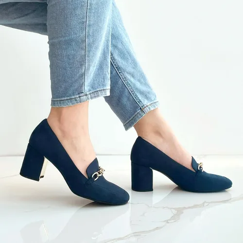 Vista 3 de JENN ARDOR Mocasines de tacón para mujer, cómodos mocasines de tacón cuadrado, zapatos de tacón grueso para mujer, zapatos de trabajo, zapatos