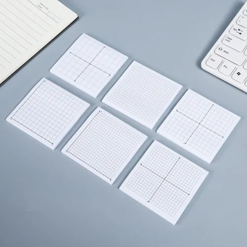 Vista 4 de 6 blocs de papel cuadriculado autoadhesivo, bloc de notas adhesivas, mini bloc de notas forradas para suministros de matemáticas de oficina