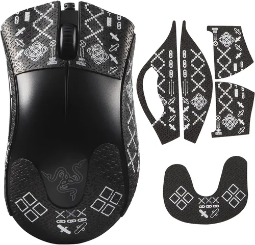 Vista 7 de immoenuc Cinta adhesiva de agarre para mouse Razer DeathAdder Essential Mouse antideslizante, autoadhesiva, precortada, resistente al sudor