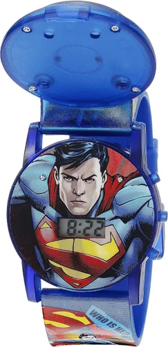Vista 2 de Accutime DC Comics Superman Reloj analógico de cuarzo azul para niños SUP6000SR, Azul, Digital