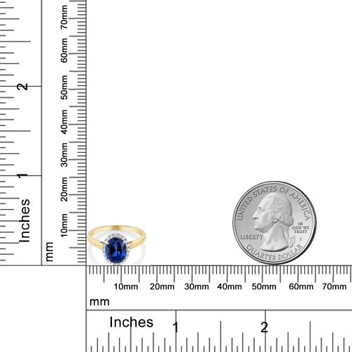 Vista 41 de Gem Stone King Anillo de compromiso ovalado de oro amarillo de 10 quilates con piedra natal y halo de diamantes Ovalado de 0.354 x 0.276 in