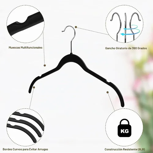 Vista 5 de Quality Hangers Perchas de plástico que no son de terciopelo para la ropa, juego de perchas resistentes para ropa, perchas para armario que ahorran