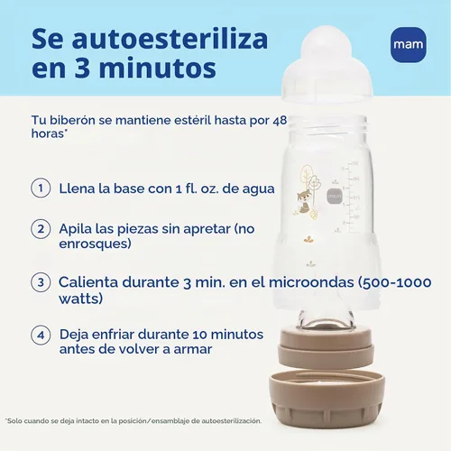 Vista 3 de MAM Newborn Essentials - Juego de alimentación mate con botellas anticólicos Easy Start de 5 onzas, autoferilizantes, chupetes de 0 a 3 meses
