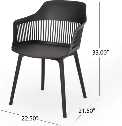 Vista 3 de Christopher Knight Home Silla de comedor al aire libre Ladonna de polipropileno (juego de 2), color negro