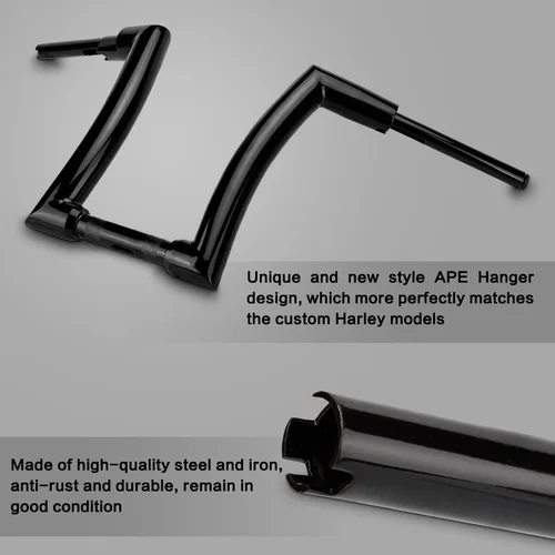 Vista 6 de LKV Perchas Ape de 14 pulgadas con barra de grasa de 1-1/4 pulgadas, abrazadera de 1.25 pulgadas, manillar compatible con Harley Dyna Softail
