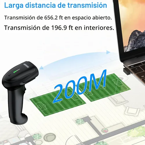 Vista 4 de Symcode Escáner de Código de Barras Inalámbrico 2D, Bluetooth6.0 y Inalámbrico2.4G y Conexión USB por Cable, Escáner Lector de Códigos de Barras QR