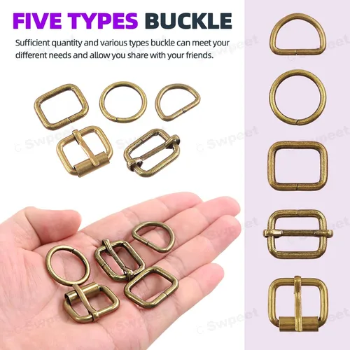 Vista 6 de Swpeet Hebillas de metal de 5 estilos: deslizante ajustable, anillo D, anillo circular