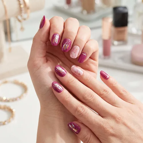 Vista 4 de 140 piezas, 10 hojas de calcomanías de uñas de envoltura completa, tiras de esmalte con degradado, calcomanías autoadhesivas con purpurina, tiras