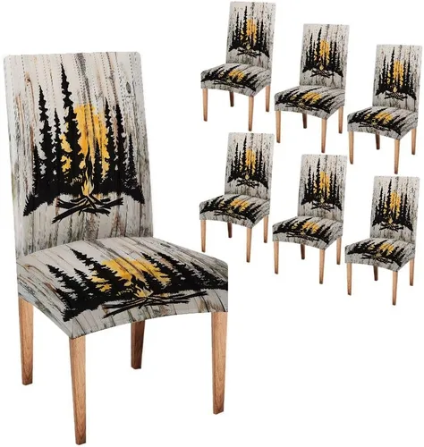 Vista 236 de CAPSCEOLL Christmas Dining Chair Covers,Snowflakes Festive Winter Pattern Stretch Chair Covers for Dining Room Set of 2 Washable Spandex Parson