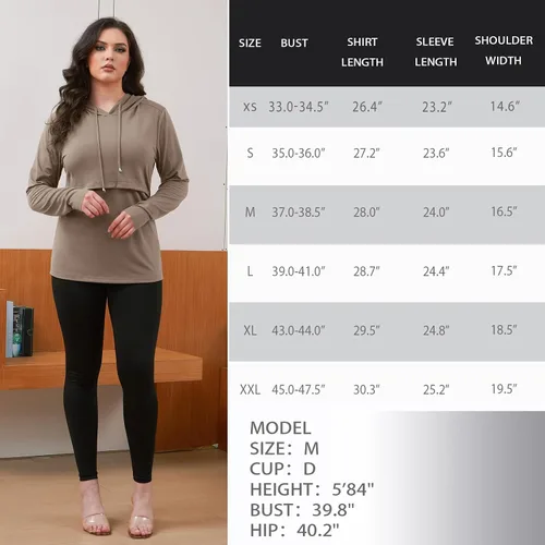 Vista 124 de GINKANA Sudadera con capucha para mujer, manga larga, lactancia materna, ropa casual