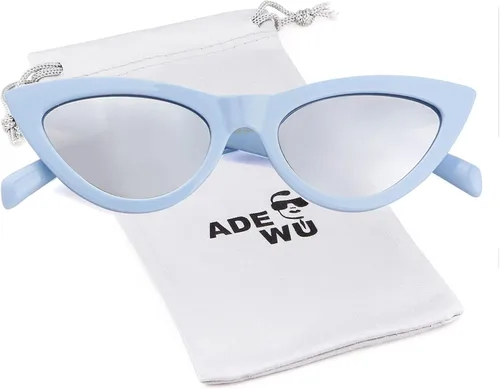 Vista 6 de ADE WU Gafas de sol clásicas de ojo de gato para mujer, estilo retro, vintage, Cateye, protección UV400, L