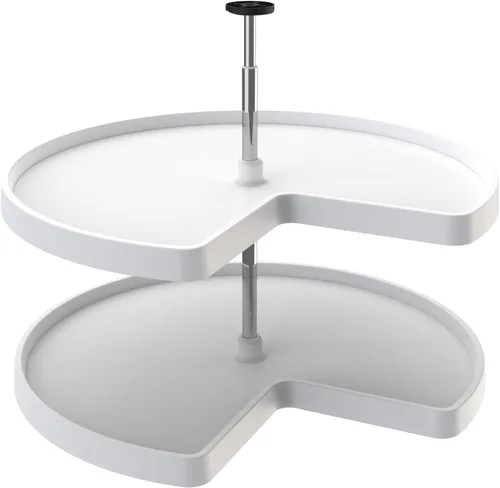 Vista 11 de Rev-A-Shelf Estante giratorio de 2 niveles en forma de riñón para gabinetes de base de esquina, plástico, 24" con estantes dobles giratorios