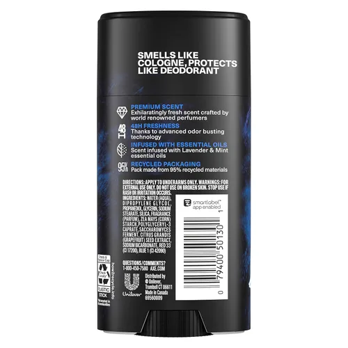 Vista 2 de AXE Fine Fragrance Collection Desodorante en barra azul lavanda, 4 unidades con frescura 48H y protección contra olores con aceites esenciales