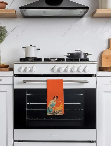 Vista 4 de Toallas de Cocina Divertidas "I'm Fine", Toallas Decorativas de Cocina y Té Estilo Ama de Casa Retro de los 50s, Toallas de Mano de Humor Sarcástico