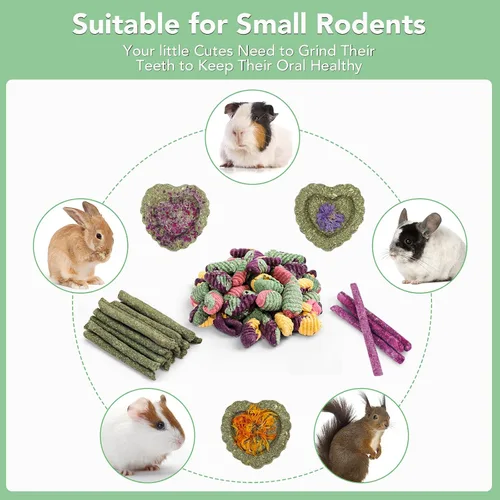 Vista 6 de VESPRO Juguetes de conejo para conejos, juguetes masticables de conejo para dientes, conejito para conejos, cobayas, juguetes para masticar, palitos
