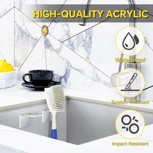 Vista 3 de NiHome 2 cepillos para fregadero de cocina de acrílico transparente, ajuste universal, compatible con todos los tipos de fregaderos