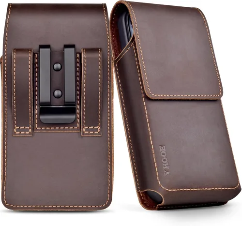 Vista 8 de ykooe Funda de cuero genuino para teléfono compatible con iPhone 16/15/14/13/12 Pro Max & Plus, 17 modelos Air, Galaxy S24/S23/S21 FE - Clip