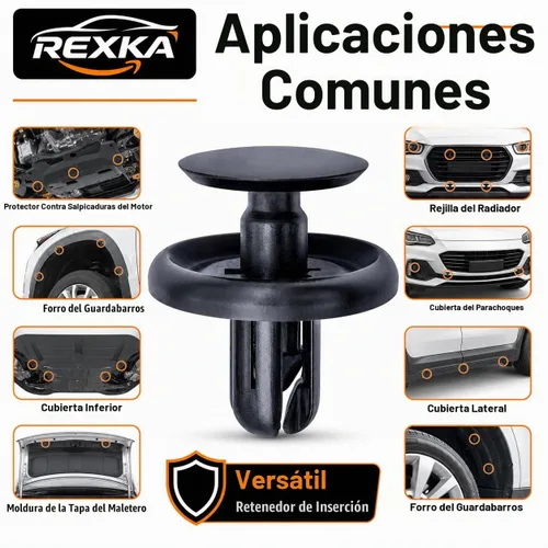 Vista 4 de Rexka 20 piezas de protector contra salpicaduras de motor Fender Liner tapa de maletero debajo de la cubierta clip de retención estilo empuje 20PZAS
