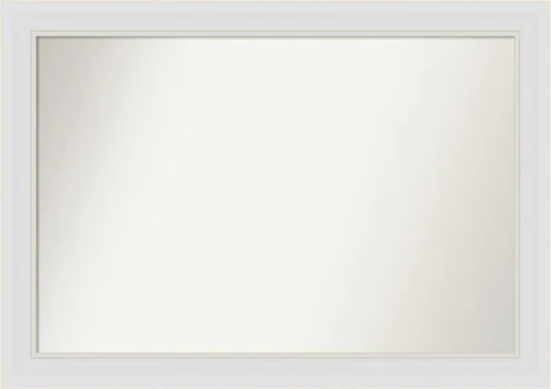 Vista 189 de Amanti Art Espejo de baño blanco para sobre el fregadero, 24 x 26 pulgadas, espejo rectangular blanco y blanco, marco de madera contemporáneo