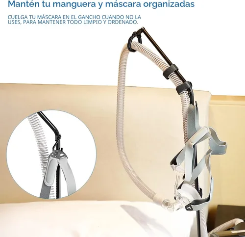 Vista 9 de LONYEON Soporte de manguera CPAP – Colgador de manguera CPAP para cama evita enredos y evita el bloqueo, mantiene la manguera de aire arriba y lejos