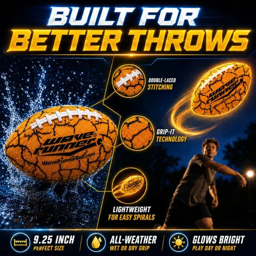 Vista 5 de Wave Runner Balón de fútbol LED impermeable que brilla en la oscuridad para niños, adolescentes y adultos - Fútbol iluminado incluye bomba