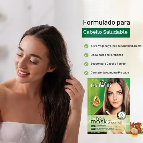 Vista 5 de Herbishh Mascarilla de argán para el cabello, acondicionador e hidratación