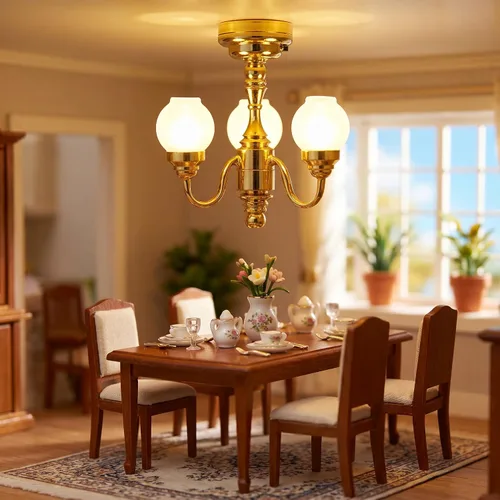 Vista 2 de Lámpara de escritorio, lámpara de casa de muñecas de plástico LED para decoración para casa de muñecas en miniatura