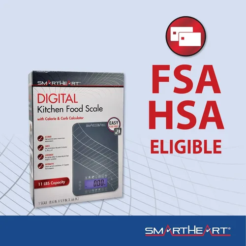 Vista 9 de SmartHeart Báscula digital de cocina con calculadora de calorías y carbohidratos, sensores de precisión, plataforma de vidrio templado, conversiones