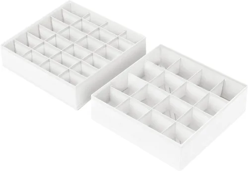 Vista 34 de Joyoldelf Organizador de cajones para calcetines, organizador de ropa interior, organizador de 16 celdas de tela, cajas de almacenamiento para Beige
