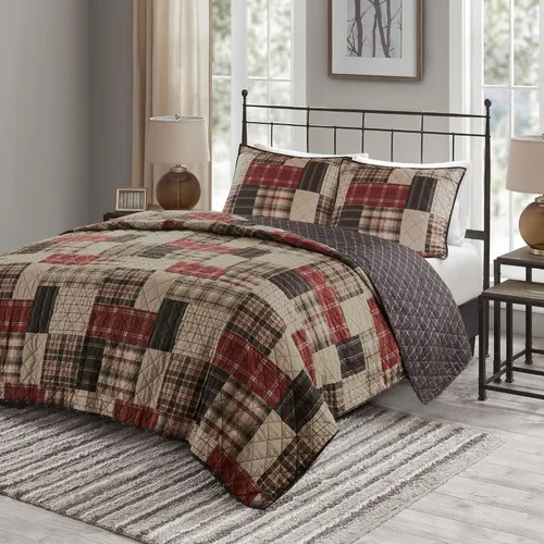 Vista 10 de Madison Park - Colcha reversible Cabin Lifestyle con diseño a cuadros para todas las estaciones, juego de ropa de cama transpirable, fundas a juego
