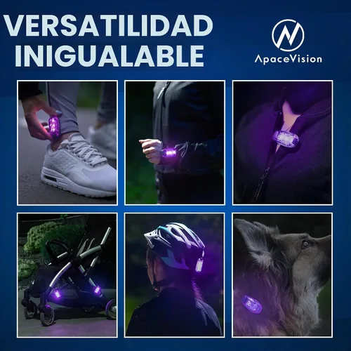 Vista 5 de LED Safety Light (2 Pack) with Bonus Items – Clip On Strobe/Running Lights for Runners, Dogs, Bikes, Walking and More Púrpura