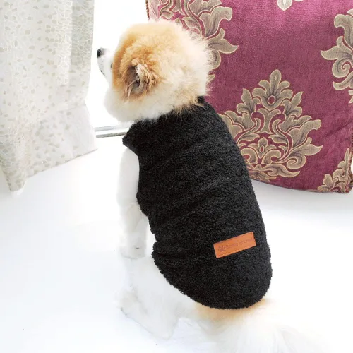 Vista 3 de Suéter para perro pequeño, chaqueta de forro polar sin mangas para invierno, ropa cálida para cachorros, abrigo de forro polar para Chihuahua Negro
