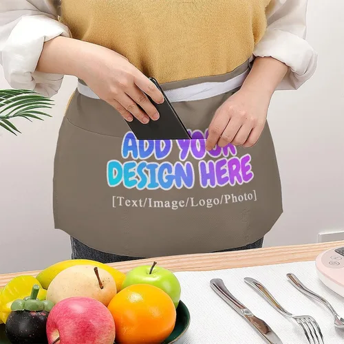 Vista 68 de AXKEUDO Delantal personalizado con bolsillos, delantales de cintura para camarera para cocinar en casa, restaurante, servir trabajo
