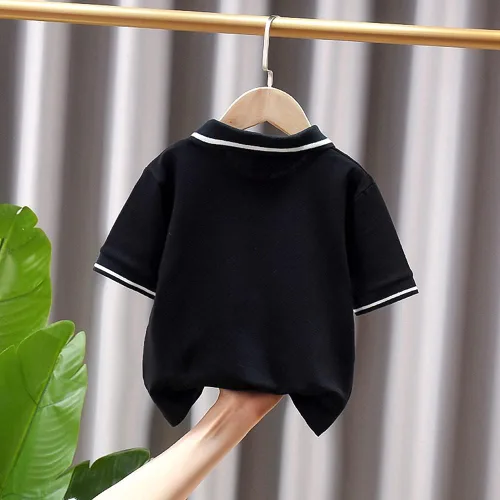 Vista 3 de Camisa polo de manga corta para niños pequeños, linda camiseta de verano para uniforme