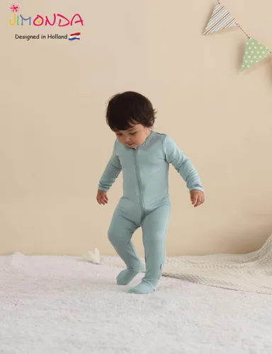 Vista 4 de Jimonda Pijama de bambú, pies unisex de una sola pieza, cierre de cremallera de 2 vías