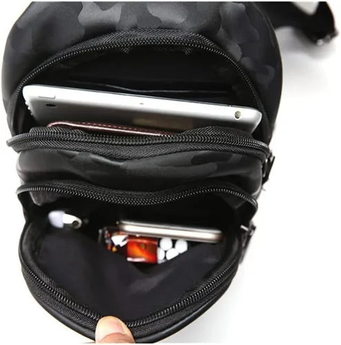 Vista 5 de Los hombres Mini Sling Bag Nylon Watherproof Desequilibrio Pequeño Pecho Hombro Bolsas Casual Crossbody Bolso, Negro
