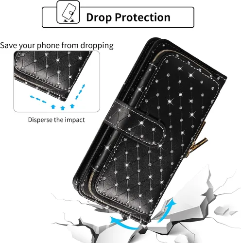 Vista 6 de Funda para teléfono iPhone 6 6S con cremallera y protector de pantalla con protector de pantalla, correa de cordón cruzado, ranura para iPhone 6 Six