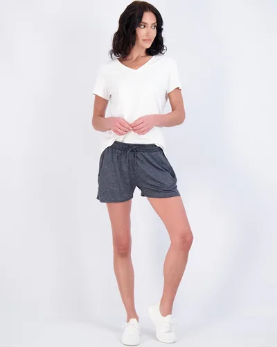Vista 3 de Real Essentials - Paquete de 4 unidades pantalones cortos deportivos para mujer con bolsillos con cremallera (disponible en tallas grandes)
