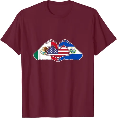 Vista 17 de Corazón manos México, El Salvador y Estados Unidos. Camiseta, Negro