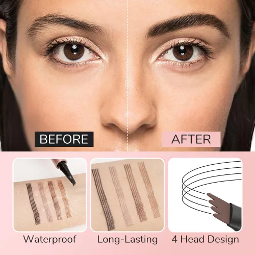 Vista 2 de Lápiz de cejas impermeable para microblading, 2025 NUEVO Lápiz mágico para cejas, lápices de cejas para mujeres con 4 puntas, crea cejas de aspecto