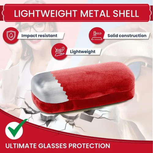 Vista 4 de Modern Eyewear Estuche rígido para gafas Funda protectora de terciopelo para gafas Estuche para gafas de sol con paño de limpieza